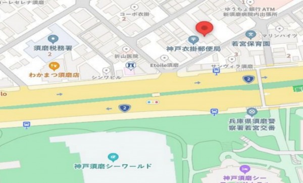 神戸市須磨区衣掛町、中古マンションの地図画像です