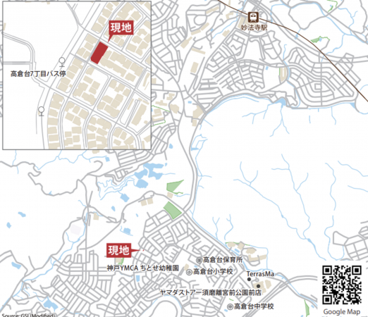 神戸市須磨区高倉台、土地の地図画像です