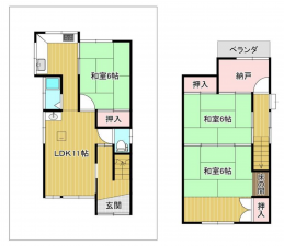 神戸市須磨区高倉町、中古一戸建ての間取り画像です