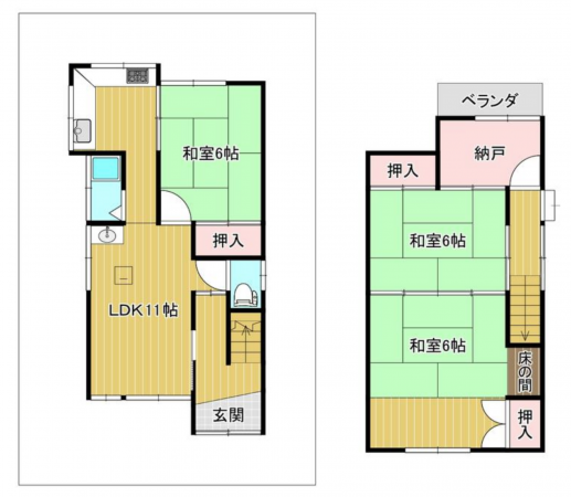 神戸市須磨区高倉町、中古一戸建ての間取り画像です