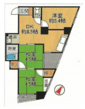 神戸市須磨区天神町、中古マンションの間取り画像です