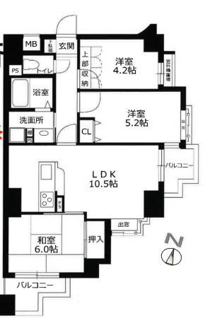 神戸市須磨区戎町、中古マンションの間取り画像です