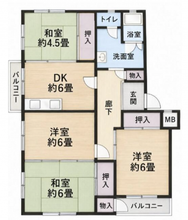 神戸市須磨区高倉台、中古マンションの間取り画像です