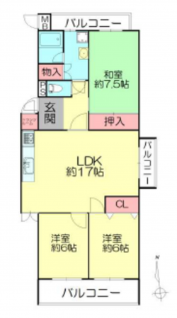 神戸市須磨区友が丘、中古マンションの間取り画像です