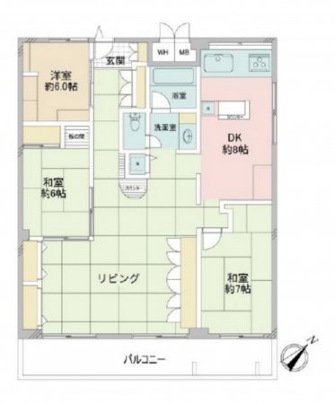 神戸市須磨区高倉町、中古マンションの間取り画像です