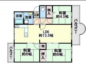 神戸市須磨区神の谷、中古マンションの間取り画像です