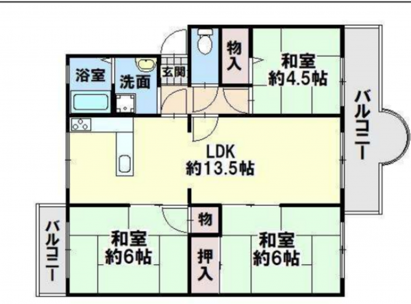 神戸市須磨区神の谷、中古マンションの間取り画像です