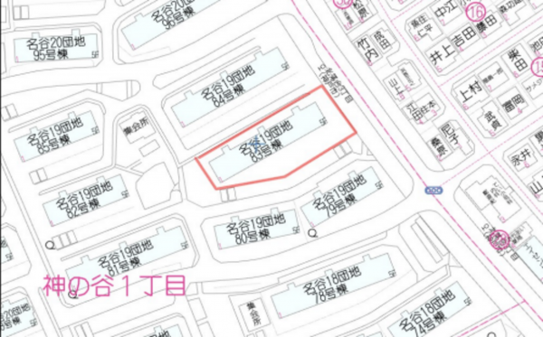 神戸市須磨区神の谷、中古マンションの地図画像です