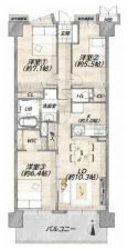 神戸市須磨区清水台、中古マンションの間取り画像です