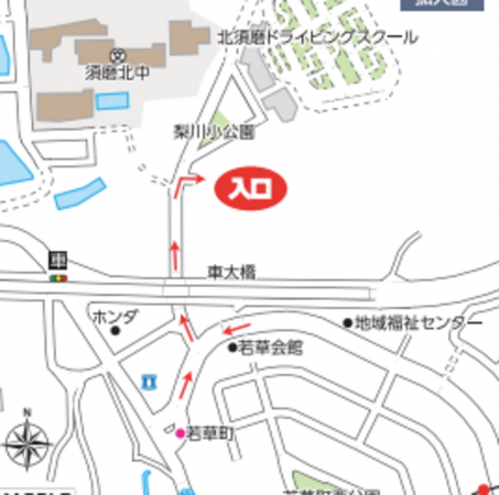神戸市須磨区車、土地の地図画像です