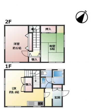 神戸市須磨区月見山本町、中古一戸建ての間取り画像です