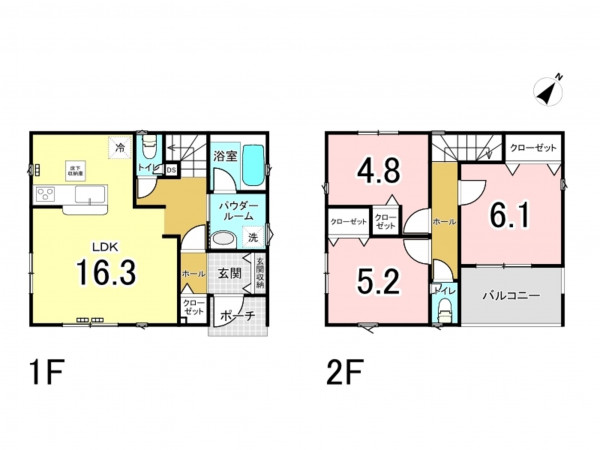 八戸市青葉、新築一戸建ての間取り画像です
