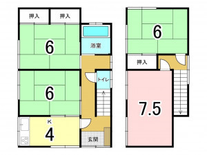八戸市大字市川町、中古一戸建ての間取り画像です