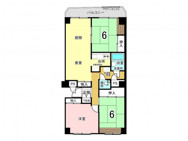 八戸市類家、中古マンションの間取り画像です