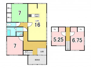 八戸市江陽、中古一戸建ての間取り画像です