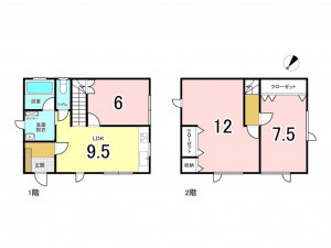 八戸市大字新井田、中古一戸建ての間取り画像です