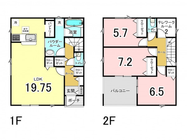 八戸市湊高台、新築一戸建ての間取り画像です
