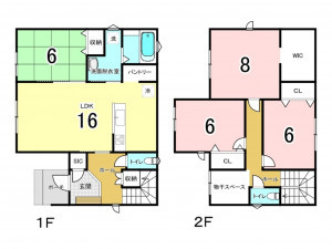 八戸市湊高台、新築一戸建ての間取り画像です