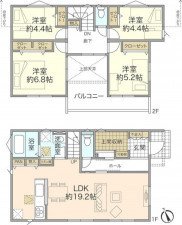 横浜市都筑区東山田、新築一戸建ての間取り画像です