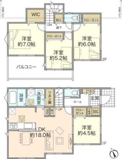 横浜市都筑区東山田、新築一戸建ての間取り画像です