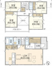 横浜市都筑区東山田、新築一戸建ての間取り画像です