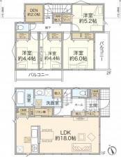 横浜市都筑区東山田、新築一戸建ての間取り画像です