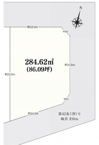 横浜市都筑区茅ケ崎南、土地の間取り画像です
