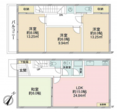 横浜市都筑区南山田町、中古一戸建ての間取り画像です