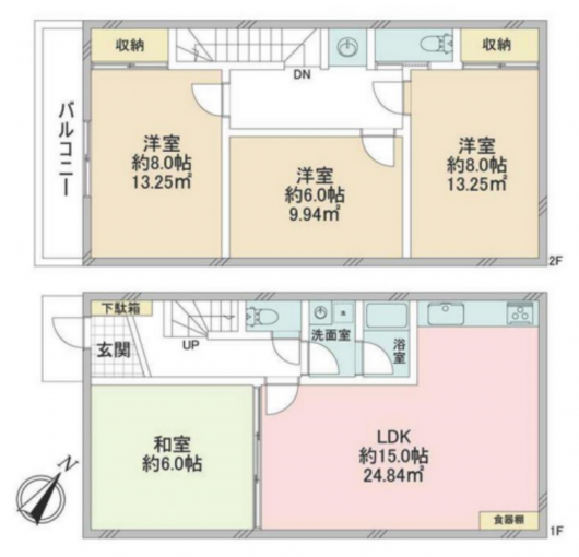 横浜市都筑区南山田町、中古一戸建ての間取り画像です