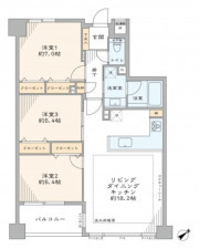 横浜市都筑区荏田東、中古マンションの間取り画像です