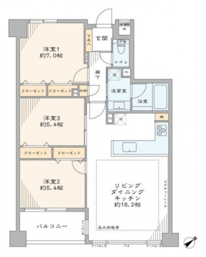 横浜市都筑区荏田東、中古マンションの間取り画像です