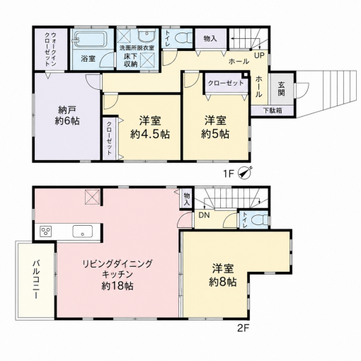 横浜市都筑区池辺町、中古一戸建ての間取り画像です