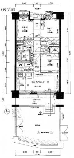 横浜市都筑区佐江戸町、中古マンションの間取り画像です