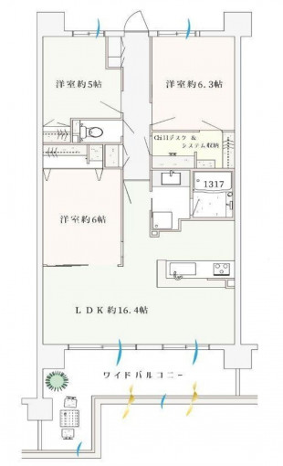 横浜市都筑区早渕、中古マンションの間取り画像です