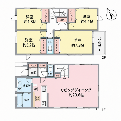 横浜市都筑区荏田南町、中古一戸建ての間取り画像です