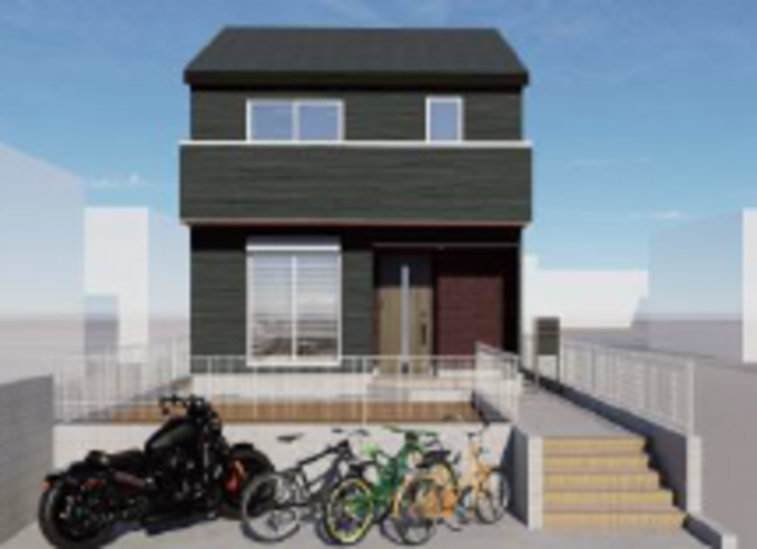 横浜市都筑区勝田町、新築一戸建ての完成予想図（外観）画像です