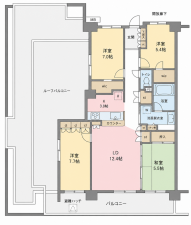 横浜市都筑区長坂、中古マンションの間取り画像です