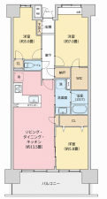 横浜市都筑区大棚西、中古マンションの間取り画像です