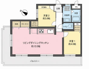 横浜市都筑区川和町、中古マンションの間取り画像です