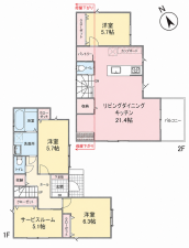 横浜市都筑区池辺町、新築一戸建ての間取り画像です