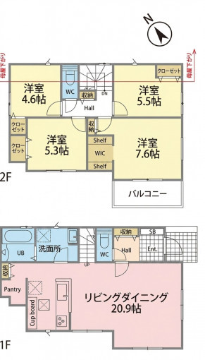 横浜市都筑区池辺町、新築一戸建ての間取り画像です