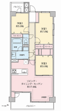 横浜市都筑区仲町台、中古マンションの間取り画像です