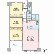 横浜市都筑区荏田東、中古マンションの間取り画像です