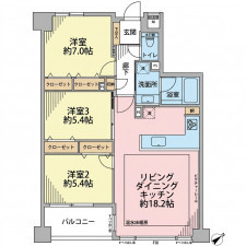 横浜市都筑区荏田東、中古マンションの間取り画像です
