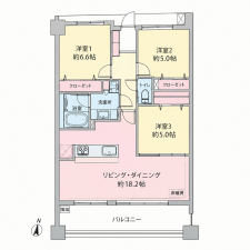 横浜市都筑区牛久保東、中古マンションの間取り画像です