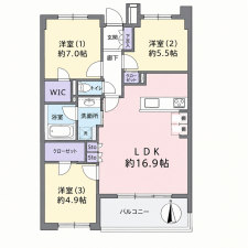 横浜市都筑区茅ケ崎南、中古マンションの間取り画像です