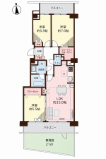 横浜市都筑区大棚西、中古マンションの間取り画像です