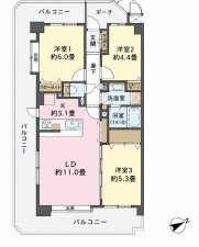 横浜市都筑区茅ケ崎東、中古マンションの間取り画像です