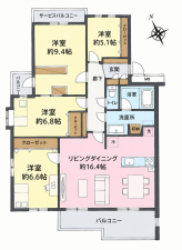 横浜市都筑区北山田、中古マンションの間取り画像です
