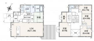 横浜市都筑区加賀原、中古一戸建ての間取り画像です